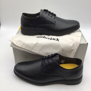 Amberjack The Original Obsidian Black Lace Up Dress Shoes Mens 9.5 Wide NEW